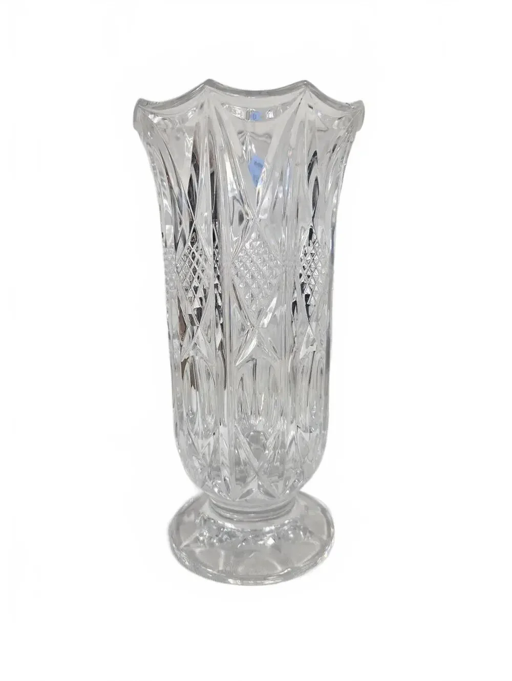 Vintage Cut Crystal Footed Vase 9.5